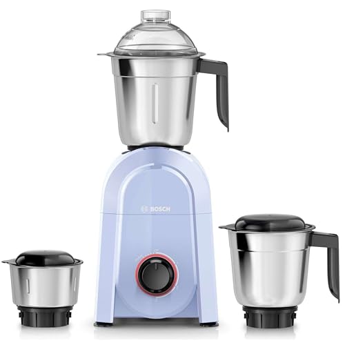 Image of Bosch CosMixx Pro 750W Mixer Grinder | German Engineering for Powerful & Ultra Fine Grinding | 3 Leak Proof Stainless Steel Jars | 22000 RPM Heavy Duty Motor | Overload Protection (MG8413C4SI)