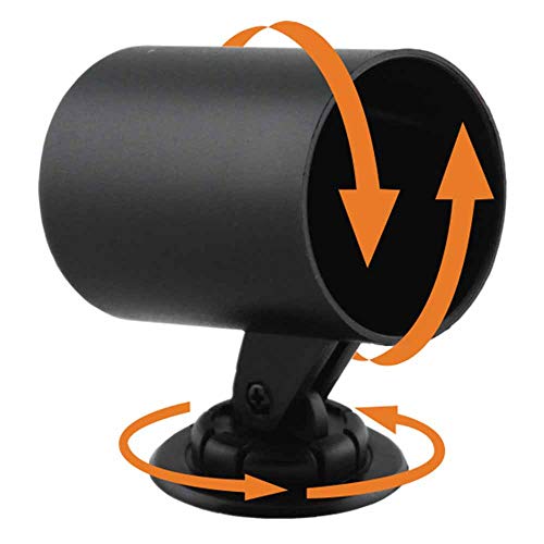 GlowShift Universal Fitment Black Single Gauge Swivel Dashboard Pod Holder - Fits Any Make/Model Car or Truck- Swivels 360 Degrees - ABS Plastic - Mounts (1) 2-1/16" (52mm) Gauge to Vehicle's Dash