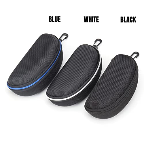 Kowellsen Sunglass Case Protable Travle Zipper Shell Eyeglasses Frame Glass Case Hook For Men And Women(Black,White,Blue) #TOP5