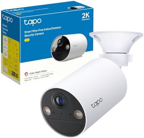 Tapo TC82 2K Battery Security Camera Outdoor Wireless, Indoor & Outdoor CCTV Camera, Colour Night Vision, No Monthly Fee, AI Detection, IP65, 180-Day Battery Life, Works with Alexa & Google