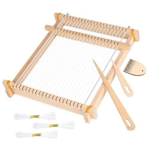Lemonfilter Weaving Loom, Wooden Multi-Craft Frame Weaving Loom Kit for Adults, 9" x 11" DIY Hand-Knitting Arts Looms for Beginners, Perfect Crafts Gi