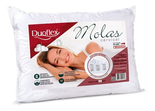 Travesseiro Molas Cervical, Duoflex, Branco, para Fronha 50 x 70 cm, Espuma 100% Poliuretano