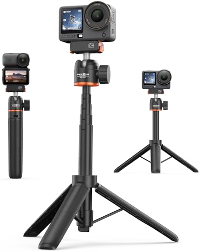 54 5 cm Selfie Stick Stativ für DJI Osmo Nano/Osmo Action 6 2-in-1 Kleines Tischstativ mit Verlängerungsstab & 360-Kugelkopf Ausziehbares Handgriff/Einbeinstativ/Reisen Vlogging Halterung/Zubehör