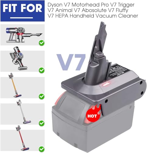 Image of for Dyson V7 Battery Adapter for Milwaukee 18V Battery Convert to for Dyson V7 SV11 Animal Cordless Stick Vacuum Cleaner Handheld Vacuum Converter (MIL18V7 Adapter only, No Battery)