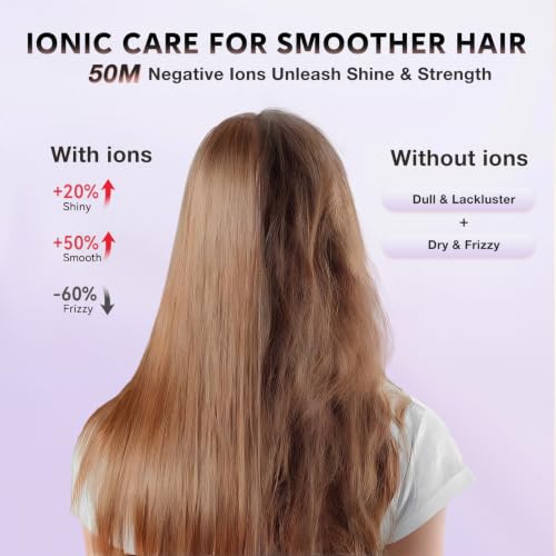 Image of BABONIR 1875W Diffuser Hair Dryer, Ionic Foldable Blow Dryer, Pink | Fast Drying Hair dryer for Curly & All Hair Types, 3 Heat & 2 Speed, Concentrator & Diffuser, Compact & Portable, Women