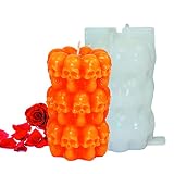 3D Skull Silicone Candle Mold Decorated Cylindrical Skull Candle Mould Handcrafted Candle Molds for