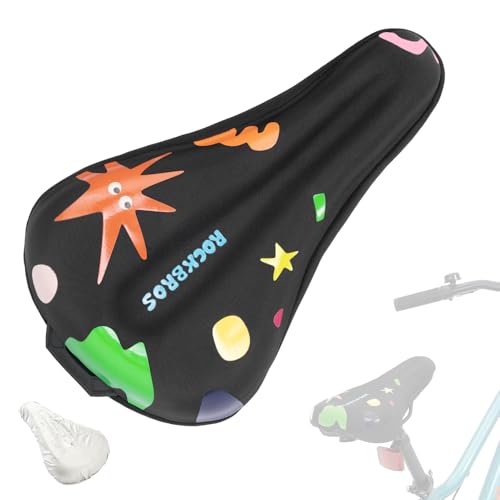 ROCKBROS Kids Bike Seat Cushion Cover for Boys & Girls 10x6 Comfortable Adjustable with Knob Extra Soft Memory Foam Children Bicycle Saddle Cover for Mountain/Road Bikes