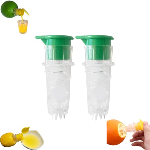 Exprimidor de Limón Manual 2 Piezas,Manual de Cítricos Portátil, Exprimidor de Naranjas y Limas, Kit de Exprimidores Compactos para Cocina y Viajes (verde)