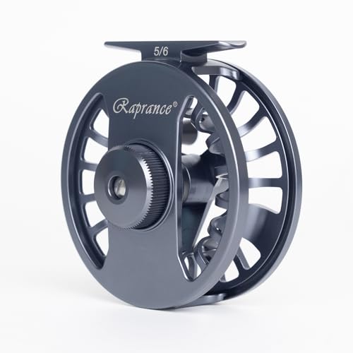 1 Raprance Mulinello da pesca a mosca 5/6 wt, in lega di alluminio CNC, ultraleggero, con pulsante laterale per cambio istantaneo, per acqua dolce/salata (grigio canna di fucile opaco)