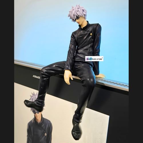 Image of Blue Aura Jujutsu Kaisen Gojo Action Figure Height-15.5cm Collectible Multicolour PVC | Gojo with Glare Noodle Topper