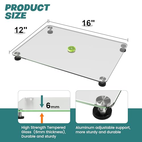 Image of Nelyrho 16''x 12'' Glass Resin Leveling Table for Epoxy Resin, with Silicone Mat, Epoxy accessories