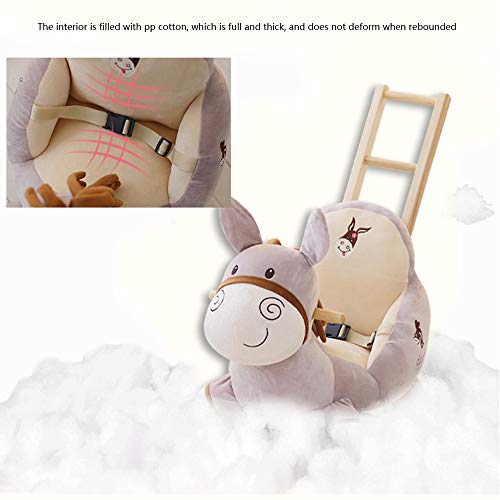 ZhaoXH-Schaukelpferd Kinder Holz Schaukelpferd Spielzeug Plüsch Grauer Bär Schaukelsitz Kind Schaukeltier mit Sound und… – Bild 6