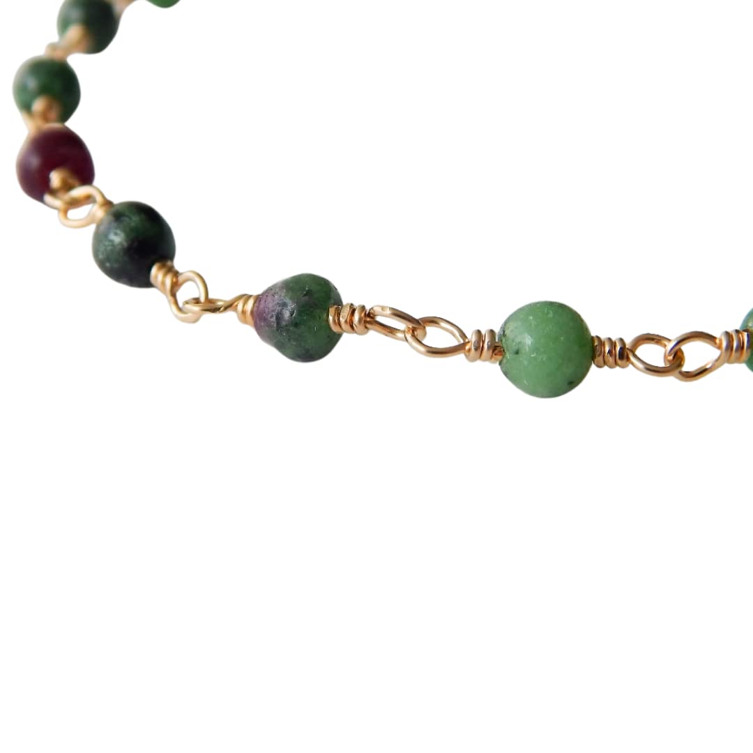 Ruby Zoisite Bracelet in Sterling Silver