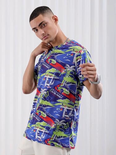 Image of The Indian Garage Co Men Slim Fit Printed Round Neck Tshirt