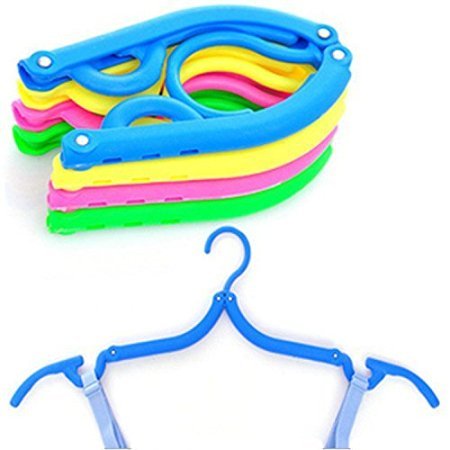 Pack of 5 Folding Clothes Hangers Portable Plastic Travel Hanger with Anti-slip Grooves