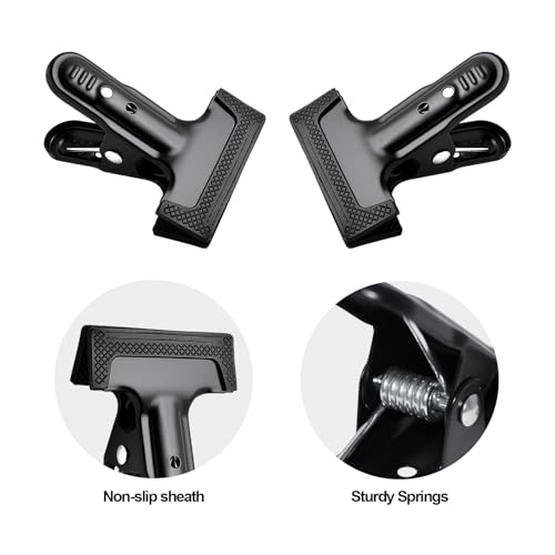 Image of 4 Pack 4-1 /4 inch Heavy Duty Spring Clamps Clips, Black Metal Rubber Hinge Clip File Clamps for Photography Background Stands, Home Improvement Projects (2.17 inch Opening)
