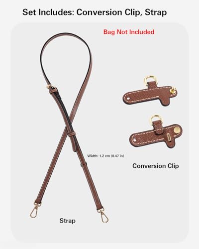 Image of Mini Bag Leather Shoulder Strap Conversion Kit - Compatible with Longchamp Mini Bag, Adjustable Crossbody Strap Replacement, Durable, Brown