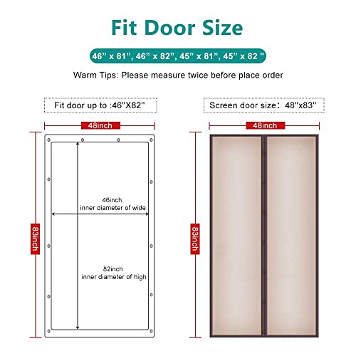 Magnetic Insulated Door Curtain Thermal Screen Door for Air Conditioner Room/Kitchen Enjoy Your Cool Summer, Keeping Out Draft and Cold Air Screen Door Auto Closer Fits Doors Up to 46" x 82" MAX