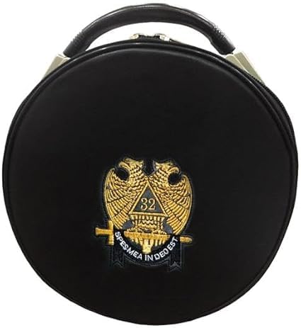 Masonic Scottish Rite Double-Eagle 32 Degrees Hat/Cap Case Black leather, big, Blue
