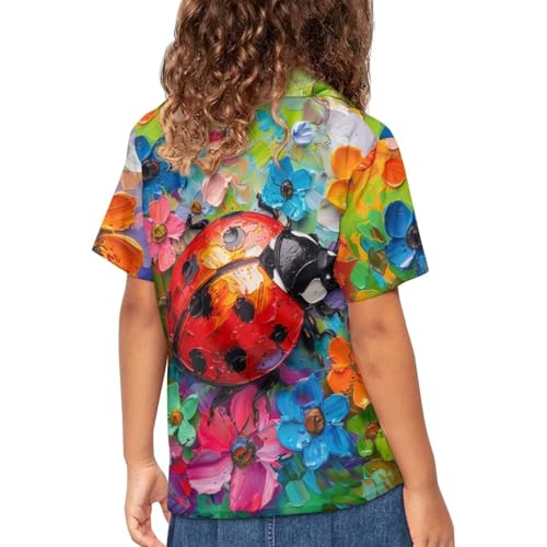 Image of PinUp Angel Funky Casual Hawaiian Shirt Kids Boys Girls Art Oil Painting Animal Pattern Short Sleeve Unisex Beach Shirt