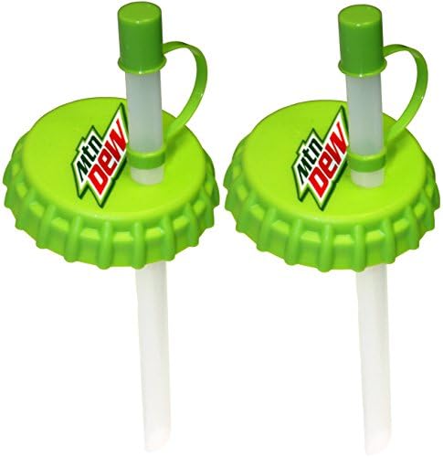 Jokari 2 Count Mtn Dew Modern Logo Sip and Seal Soda Can Straws, Green