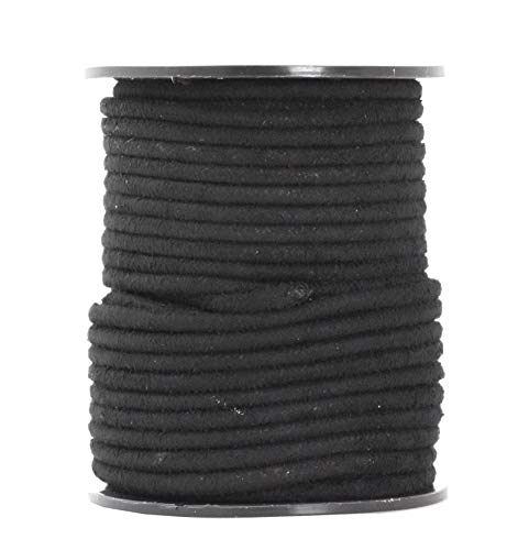 Mandala Crafts 3mm Round Black Faux Suede Vegan Leather, Jewelry Making