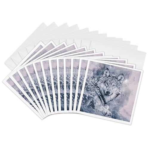 Cartes de vœux loup aquarelle coffret cadeau correspondance