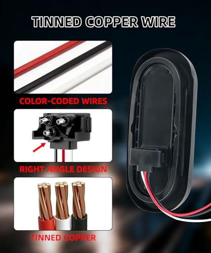 Image of 10x 3 Wire Plug Truck Trailer Light Plug Molded 3 Prong Pigtail Harness for Stop Turn Tail Sealed Round Oval Light Brake Backup Light