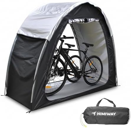Himiway Bike Storage Shed Tent with Double Doors for 2 Bikes PU4000 Silver Coated Waterproof Anti-Dust 210D Oxford Fabric Portable Foldable Outdoor Bicycle Cover Shelter Carry Bag for Home Garden