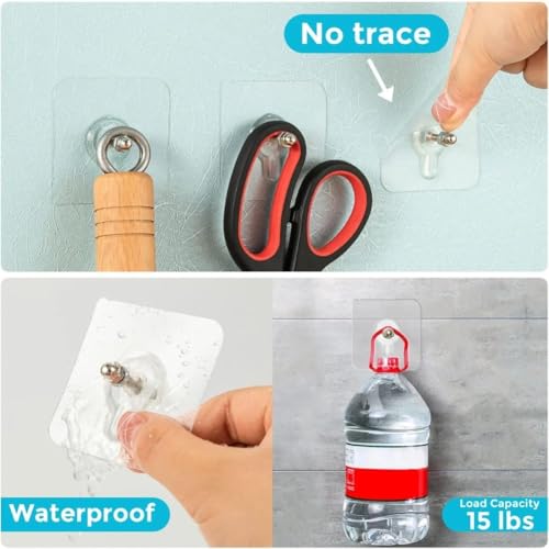 Image of REWOP Adhesive Wall Hooks for Heavy Items Stainless Steel, PVC, ABS Nail Free Seamless Adhesive Non-Trace No Drilling Installation Hanging, Waterproof Screws Wall Hook (Nail Hooks, 10)