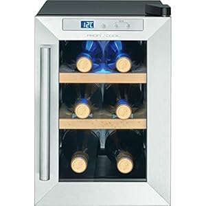 ProfiCook Weinkühlschrank | 6 Flaschen | Getränkekühlschrank | UV-beständige Glastür | Weinkühler | LED-Beleuchtung | 3 Lagerebenen – Davon 2 herausnehmbar | 11-18°C | PC-WK 1231