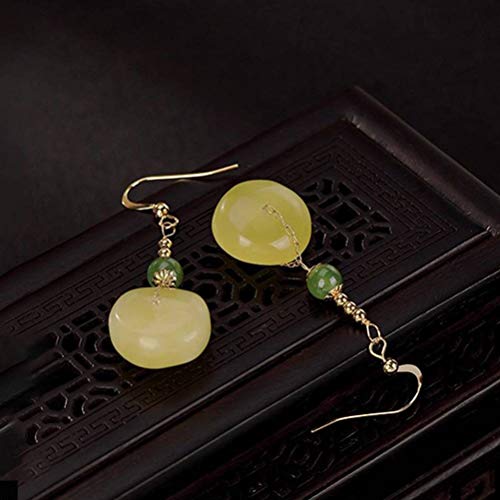 Boucles d'oreilles style chinois or 14K et ambre le cadeau rétro idéal - 4