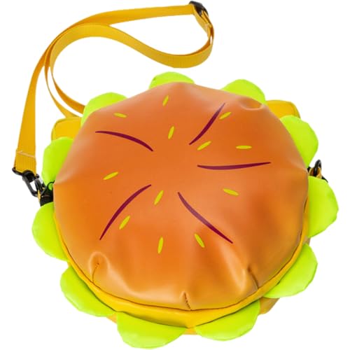 Mochila Cheeseburger de duas camadas com alça ajustável e pingente de hambúrguer, mochilas divertidas de desenho amarelo para uso diário, viagens ao ar livre, divertida