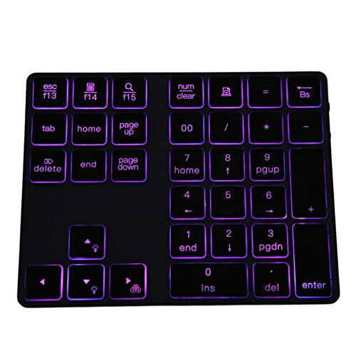 Bluetooth-Nummernblock, Wiederaufladbarer, Kabelloser Ziffernblock mit 34 Tasten und 7-Farbiger Hintergrundbeleuchtung, Externe -Tastatur, Ergänzung Zum Laptop, für