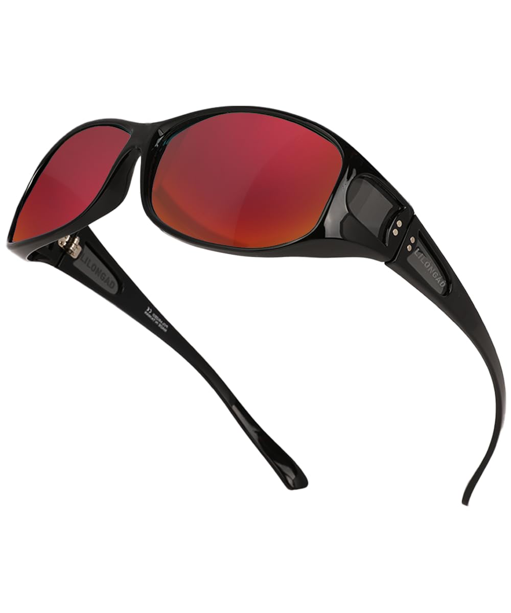 LILONGAD Women’s Fit Over Polarized Sunglasses – Wear Over Glasses | TAC Lenses, UV400 Protection, Wrap-Around Design, TR90 Frame – Stylish Sunglasses for Driving & Outdoors