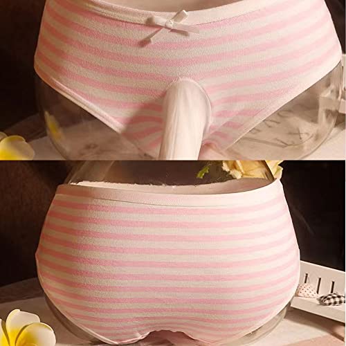 Image of Japanese Style Cute Striped Cotton Thong Pouch Bikini Underwear Briefs Cosplay Panties for Women Men Pack of 2