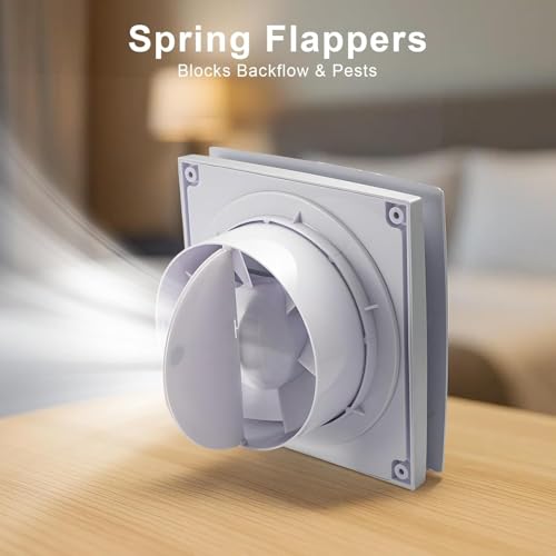 GROWNEER 6” Duct 8" Panel Window Exhaust Fan, 110 CFM Quiet Small Celling Wall Mount Vent Extractor Fan with Switch for Bathroom, Laundry Room, Bedroom, Office by GROWNEER - Image 3