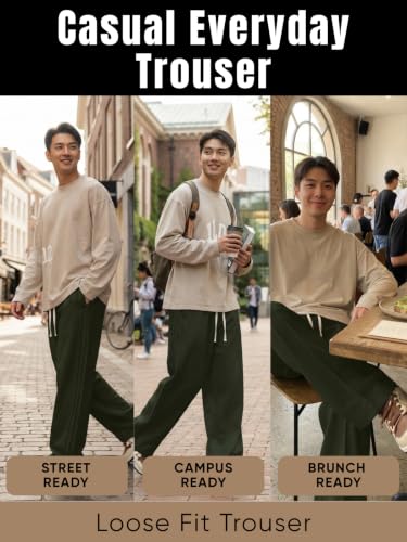 Image of GRECIILOOKS Men Mid Rise Lycra Cargo Track Pants Loose Fit Joggers | Korean Style Travel & Lounge Wear with Pockets