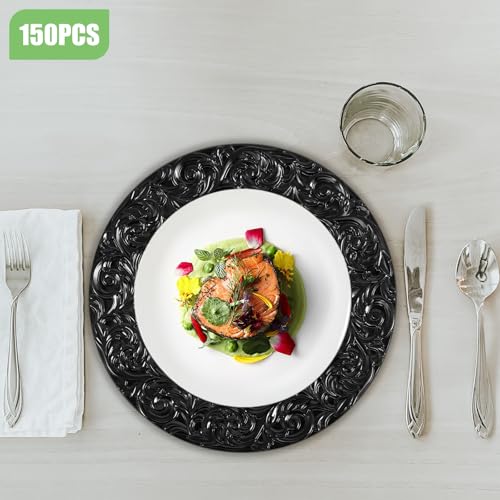 150 platos cargadores redondos reutilizables 13 pulg negro miniatura 3