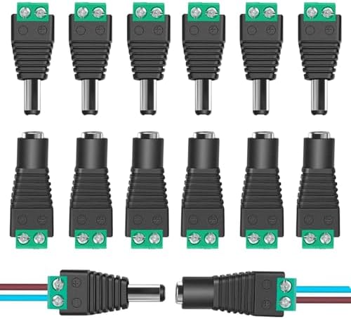 10 Pairs In Pack 5.5mm X 2.1mm 12V DC Power Male And Female Jack