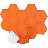 Hexagon Akustikplatten selbstklebend 12St., TONOR Schallabsorber Schallschutz mit Hochdichte Wandfliesen Schall Dämmung 30x26x1cm für Studio, Büro, Akustische Behandlung und Wanddekoration Orange