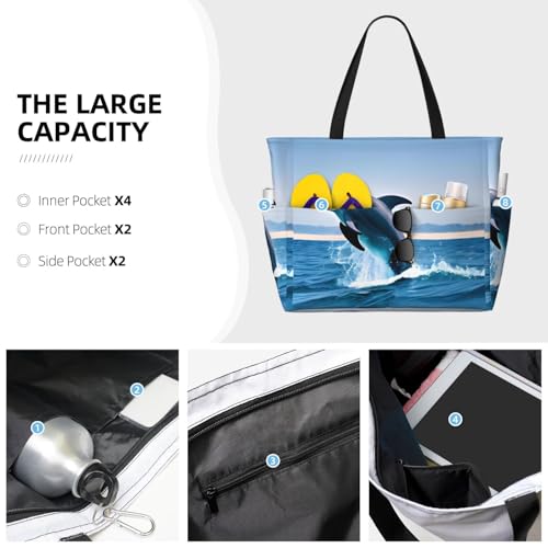 Jumping Up Dolphins Large Capacity Waterproof Sandproof Multifunctional Beach Travel Camping Picnic Storage Bag3