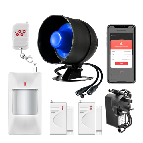 Fuers Home Security Systems WiFi Burglar Alarm System 120 dB Home Alarm Systems 6 Piece PIR Motion Alarm Sensor with Remote Control Shed Alarm System with Free App Notification for Home Safety