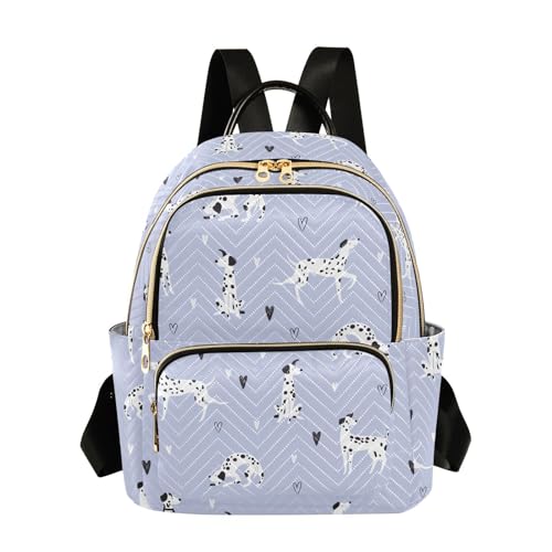Sac à dos femme violet motif cœur dalmatien Mnsruu taille S pour l'école