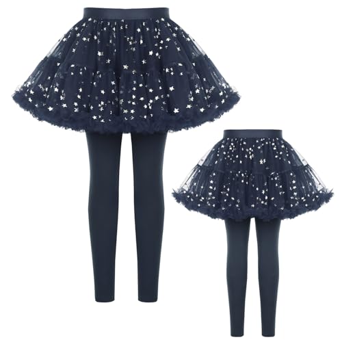 renvena Little Girls Sparkly Footless Leggings Pants with Ruffle Tutu Skirt Kids Party Dance Tutu Pants4