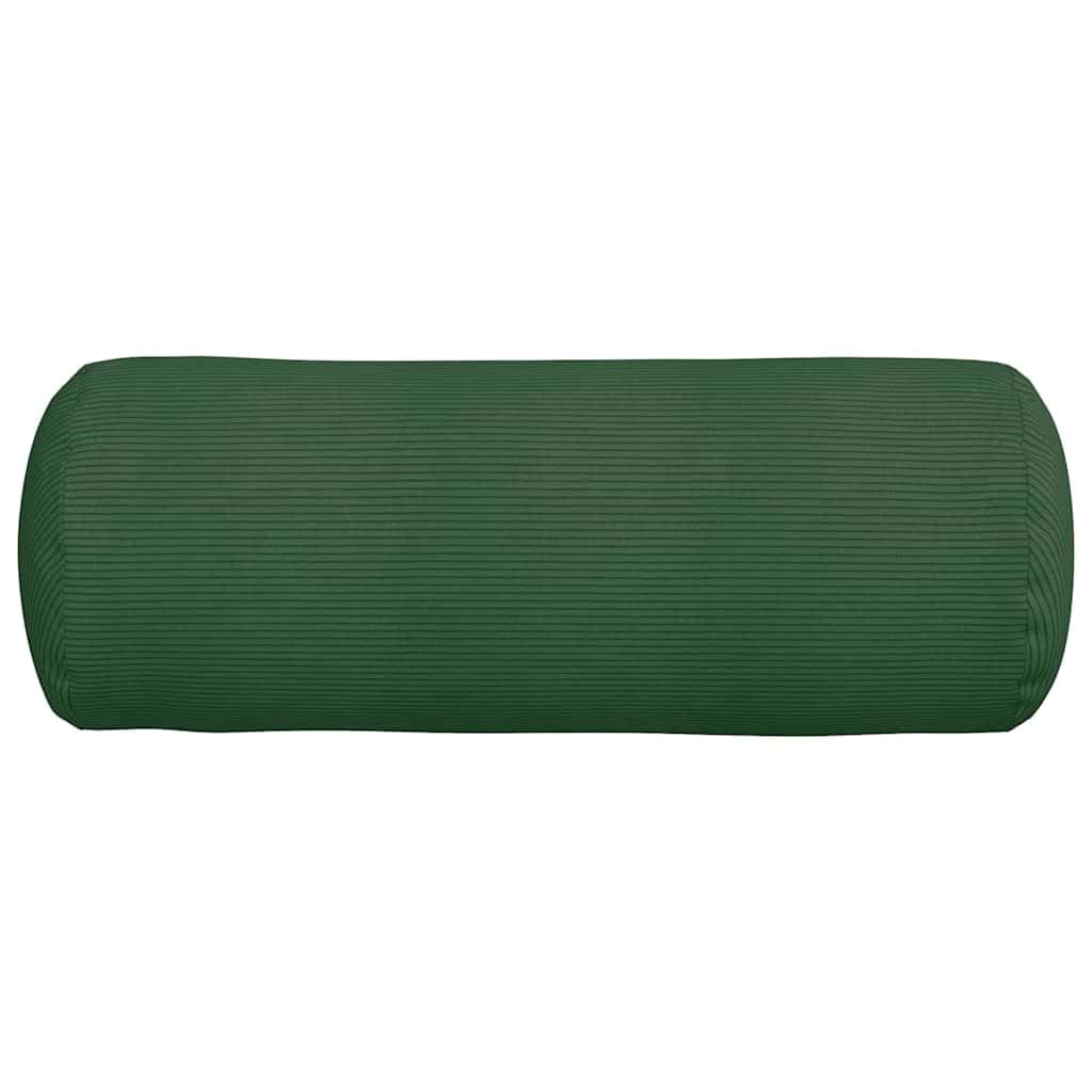 Set di 2 cuscini cervicali, verde scuro, 25 x 70 cm, in velluto a coste | Cuscino cilindrico decorativo per soggiorno e camera da letto con rivestimento sfoderabile in morbido tessuto a coste.