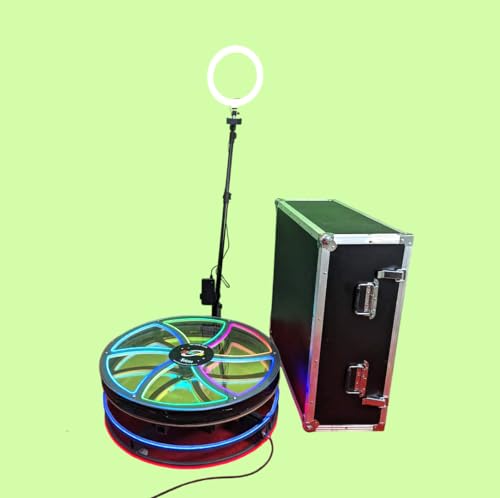 YUGAM N360 RGB Photo Booth Neon Machine 30" Inches for Parties Video Camera Booth Selfie Platform Spin (N360 RGB + Box)