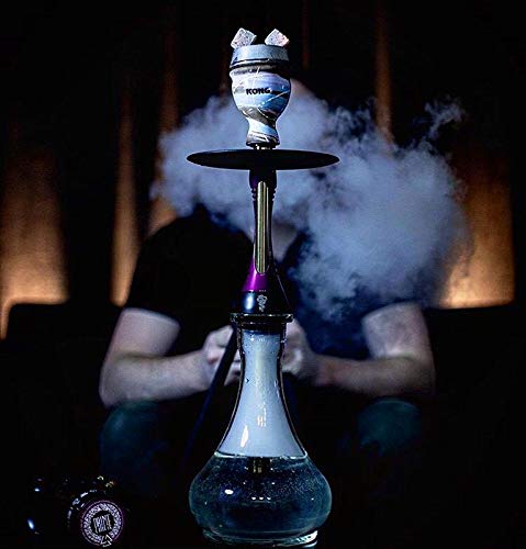 X-xyA Shisha Set Luxuxlegierung Glas Huka mit dem Silikon-Schlauch, Red Clay Bowl und Kohle Clip,Schwarz – Bild 6