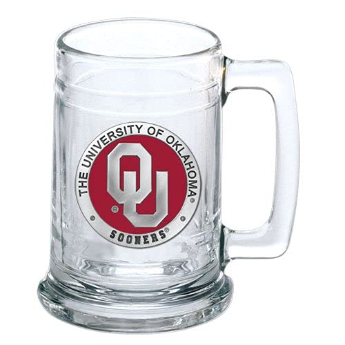 Heritage Pewter Oklahoma Beer Stein Glass | 15 Ounce German-Style Beer Glass | Intricately Crafted Metal Pewter Alma Mater Inlay