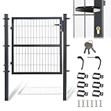 Jaxguom Gartentor metall, 100x100cm Gartentür aus verzinktem Stahl, Zauntür Hoftür inkl.Schloss Türklinke und 3 Schlüsseln, Zauntor Zaun Robust und Langlebig, Wetterfest